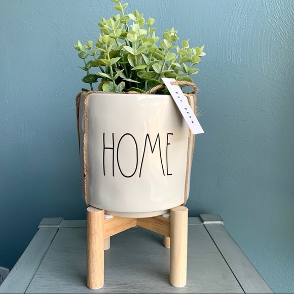 Rae Dunn Other - Rae Dunn • HOME Planter with Raised Wood Stand